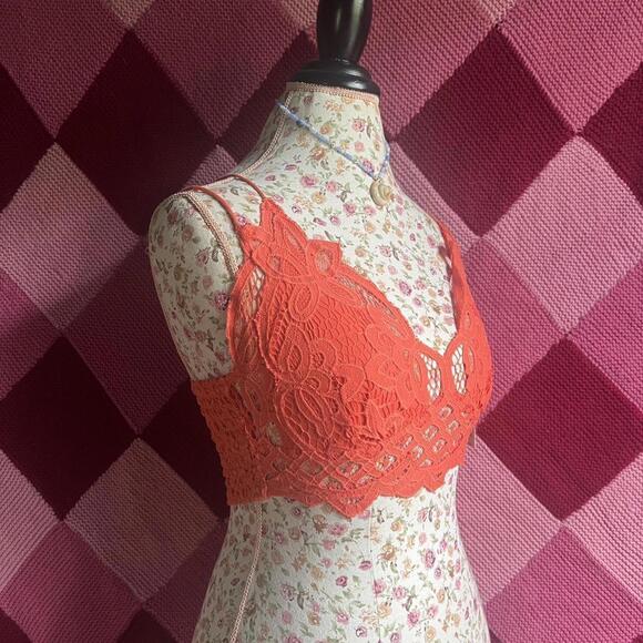 free people orange lace adella bralette crop top - Picture 4 of 7